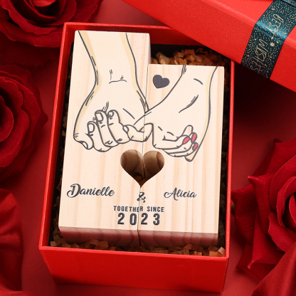 Personalised Couple Gift Set Pinky Promise Couple Candle Holder Heart Matching Keychain with Custom Names & Date Gift Box | Jessemade