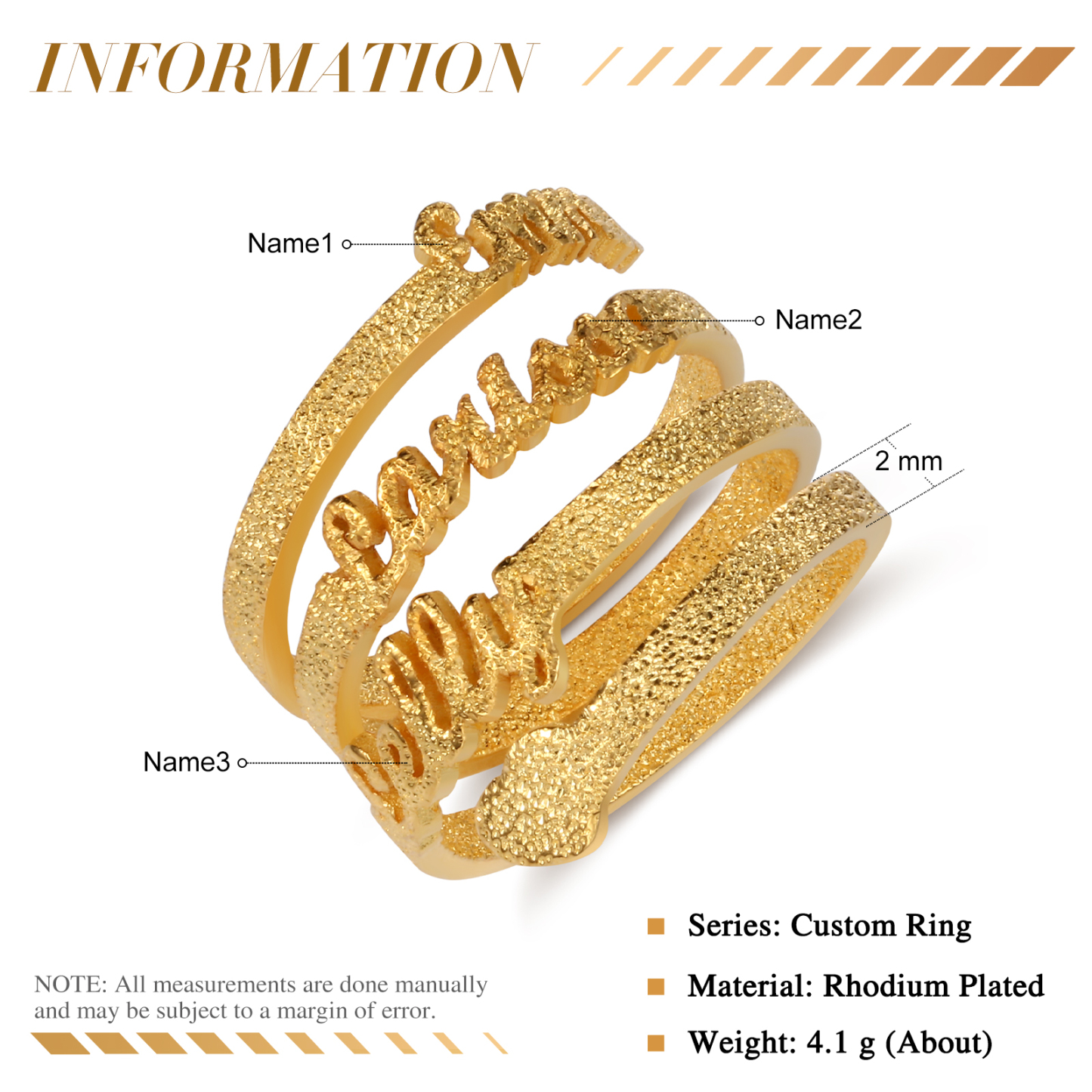 Personalized Family Name Ring Custom 3 Names Gifts For Women | Jessemade