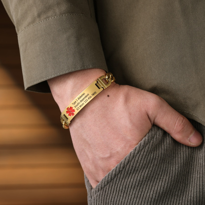 Custom Medical Alert ID Bracelet Practical Gift for Dad, Mom, Grandpa, Grandma, Friend | Jessemade