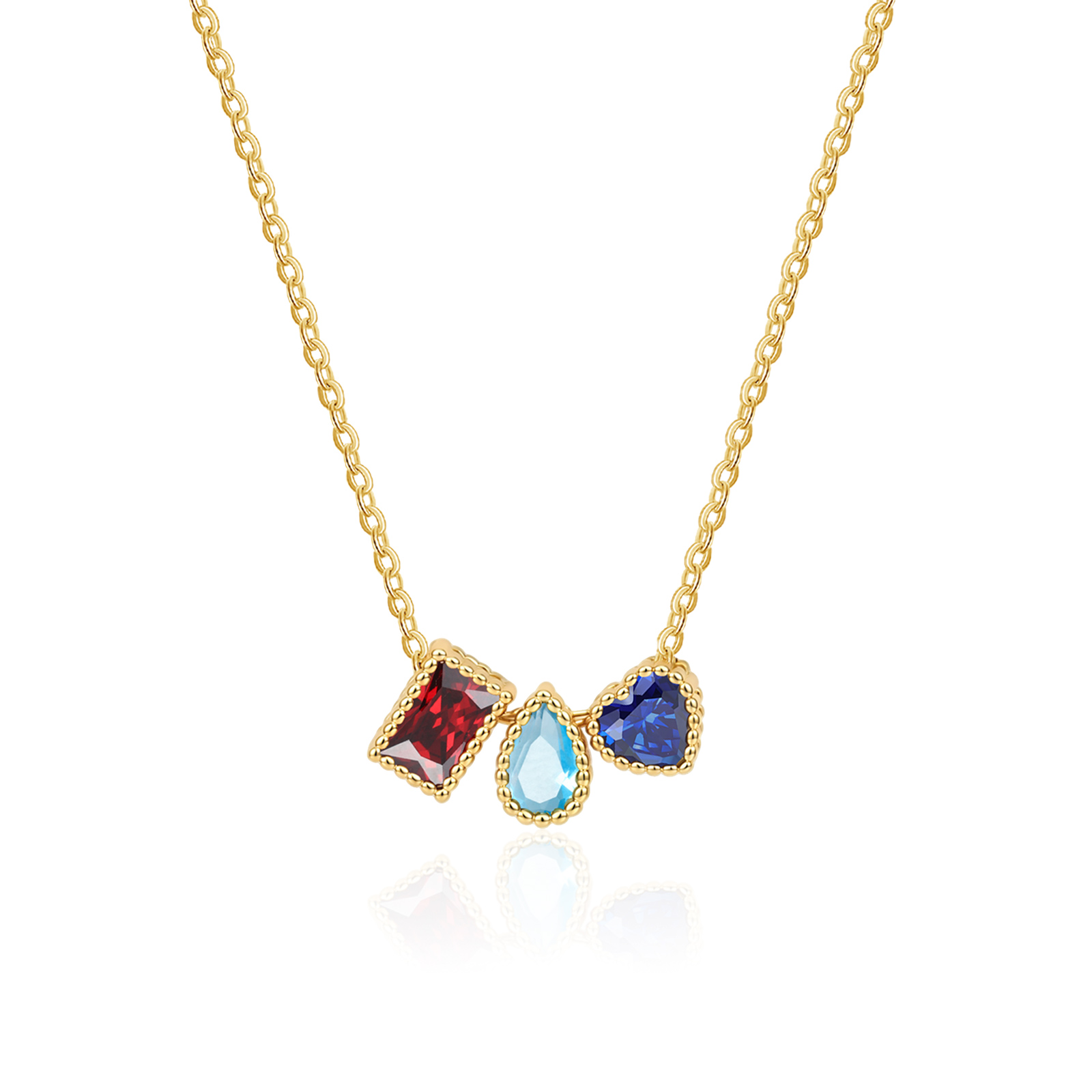 Personalized Birthstone Charm Necklace Customized with 1-6 Stones