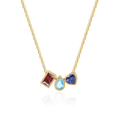 Personalized Birthstone Charm Necklace Customized with 1-6 Stones