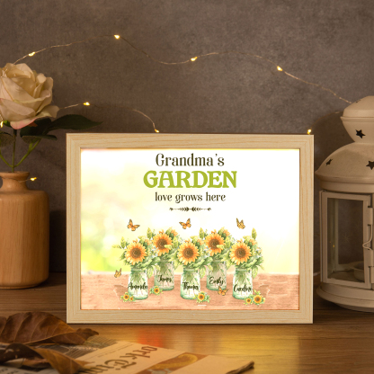 5 Names-Personalized Family Color Or Black And White Frame Custom 5 Names And Text LED Night Light