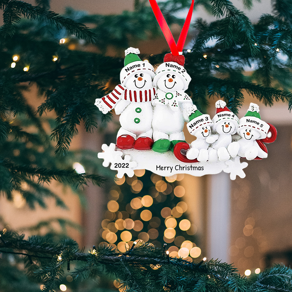 Snowmen Christmas Ornament Custom 3 Names Hanging Ornament Gifts For Family