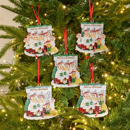 4 Names-Personalized Family Wooden Christmas Xmas Tree Decoration Ornament-Custom 4 Names Hanging Ornament Gifts For Family