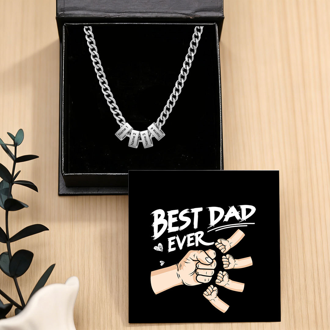 Personalized Mens Cuban Link Chain Necklace with 1–6 Names