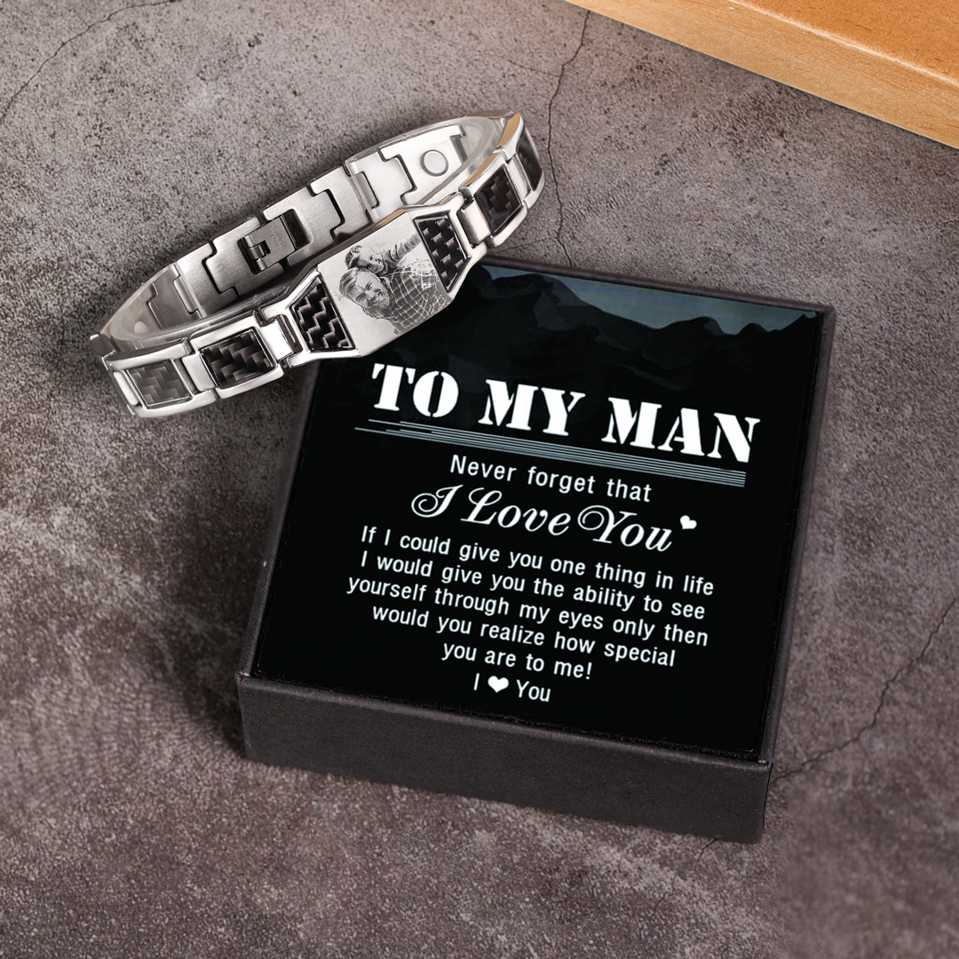 Personalized Wristband Bracelet Custom Photo ID Bar Men's Bracelet Bangle Gifts For Him