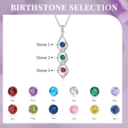 3 Names - Personalized Necklace Custom Birthstone Necklace Engraved with Name A special Gift For Mom/Grandma