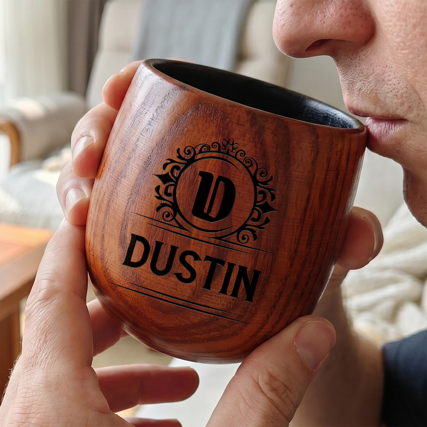 Personalized Wooden Whiskey Tumbler Engraved Name Cup for Dad or Grandpa