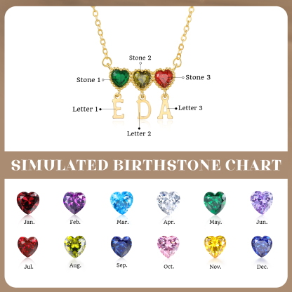 Personalized Heart Birthstone Initials Necklace for Women