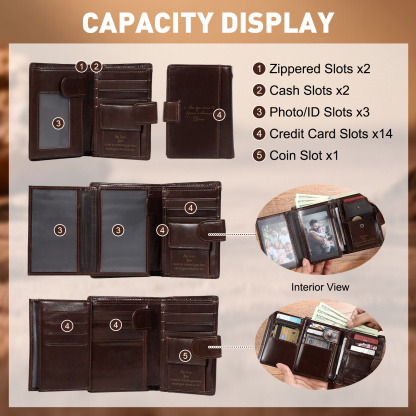 Personalized Leather RFID Blocking Bifold Wallet for Men with Snap Closure