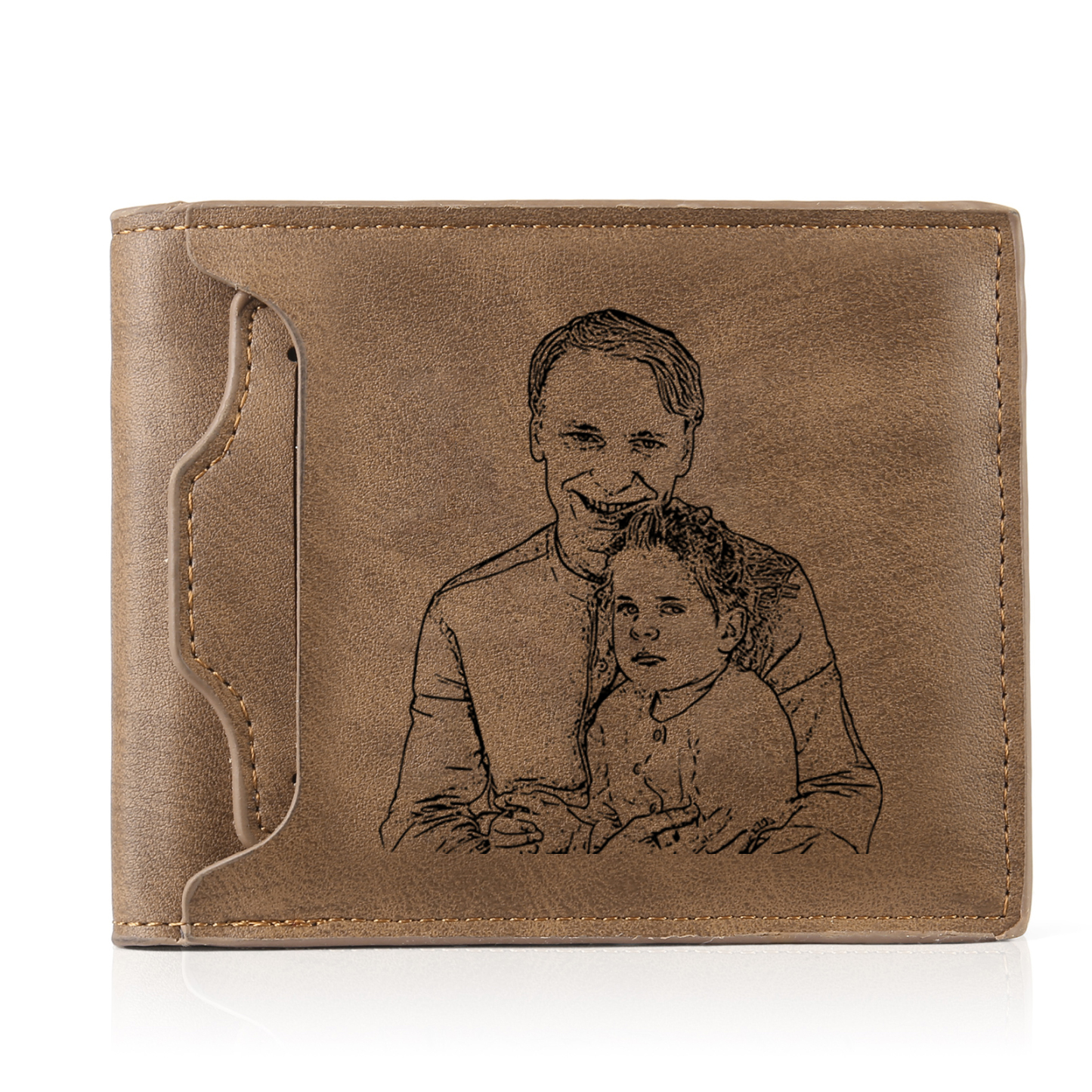 7 Names - Personalized Photo Custom Leather Men's Folding Wallet as a Father's Day Gift for Dad