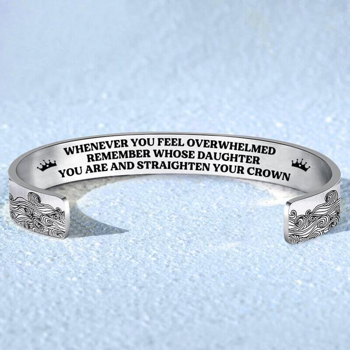 Whenever You Feel Overwhelmed, Personalized Wave Cuff Bangle Bracelet Gifts For Daughter