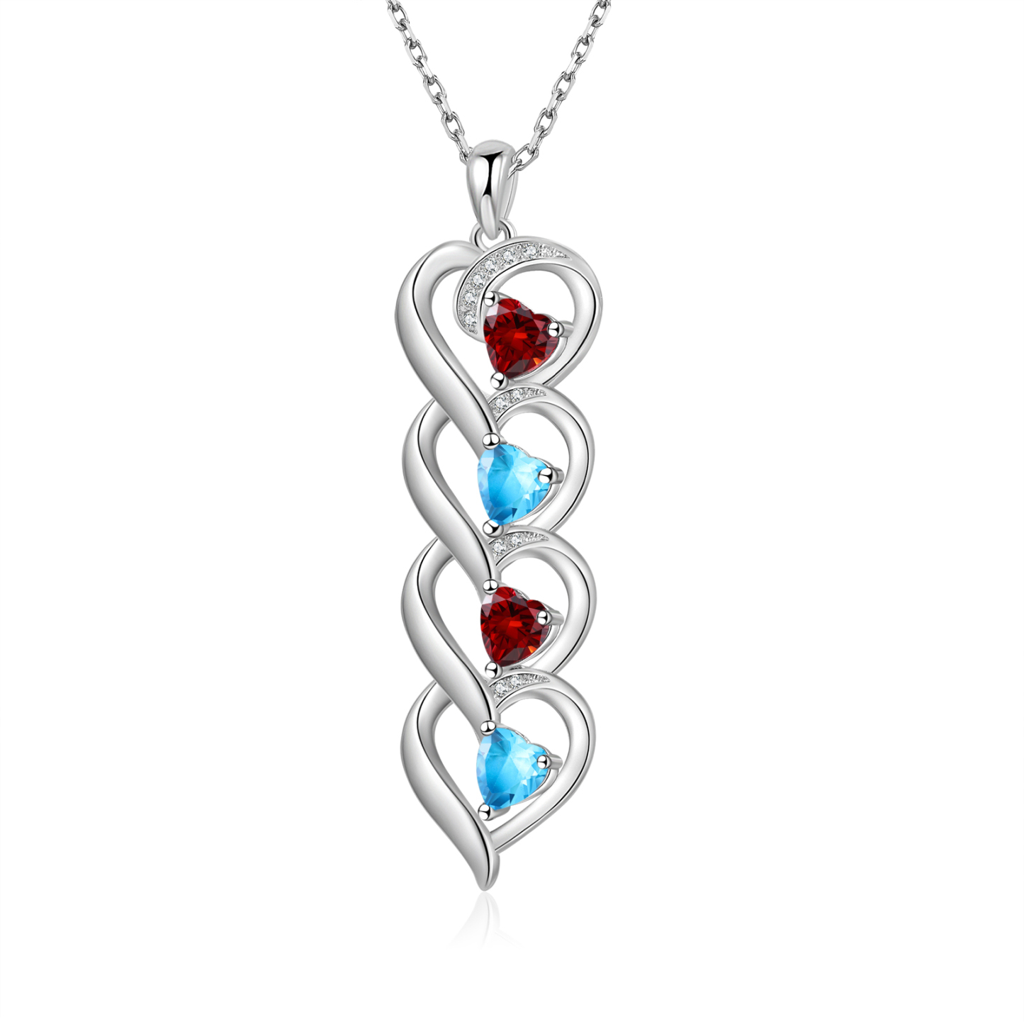 4 Name - Personalized Love Necklace with Customized Name and Birthstone, A Perfect and Exquisite Gift for Her