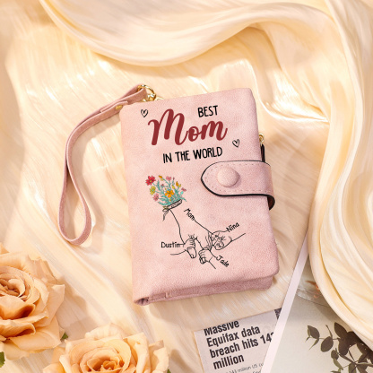 Personalized “Best Mum Grandma Ever” Wallet with Photo Slots and Wrist Strap, Customizable, Ideal Birthday, Mother’s Day, or Christmas Gift from Children to Mom | Jessemade