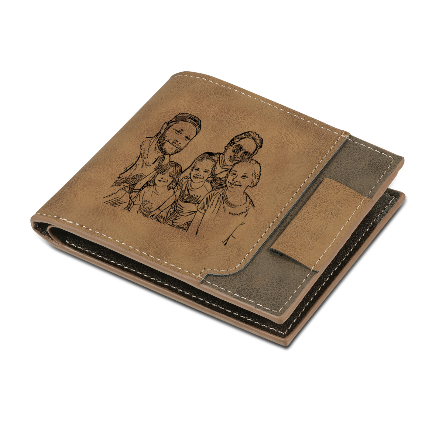 5 Names - Personalized Photo Custom Leather Men's Wallet as a Father's Day Gift for Dad