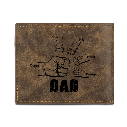 5 Names - Personalized Photo Custom Leather Men's Wallet as a Father's Day Gift for Dad
