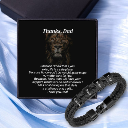 1-8 Names Personalized Braided Leather Bracelet Engraving Men's Bracelet Gift for Dad