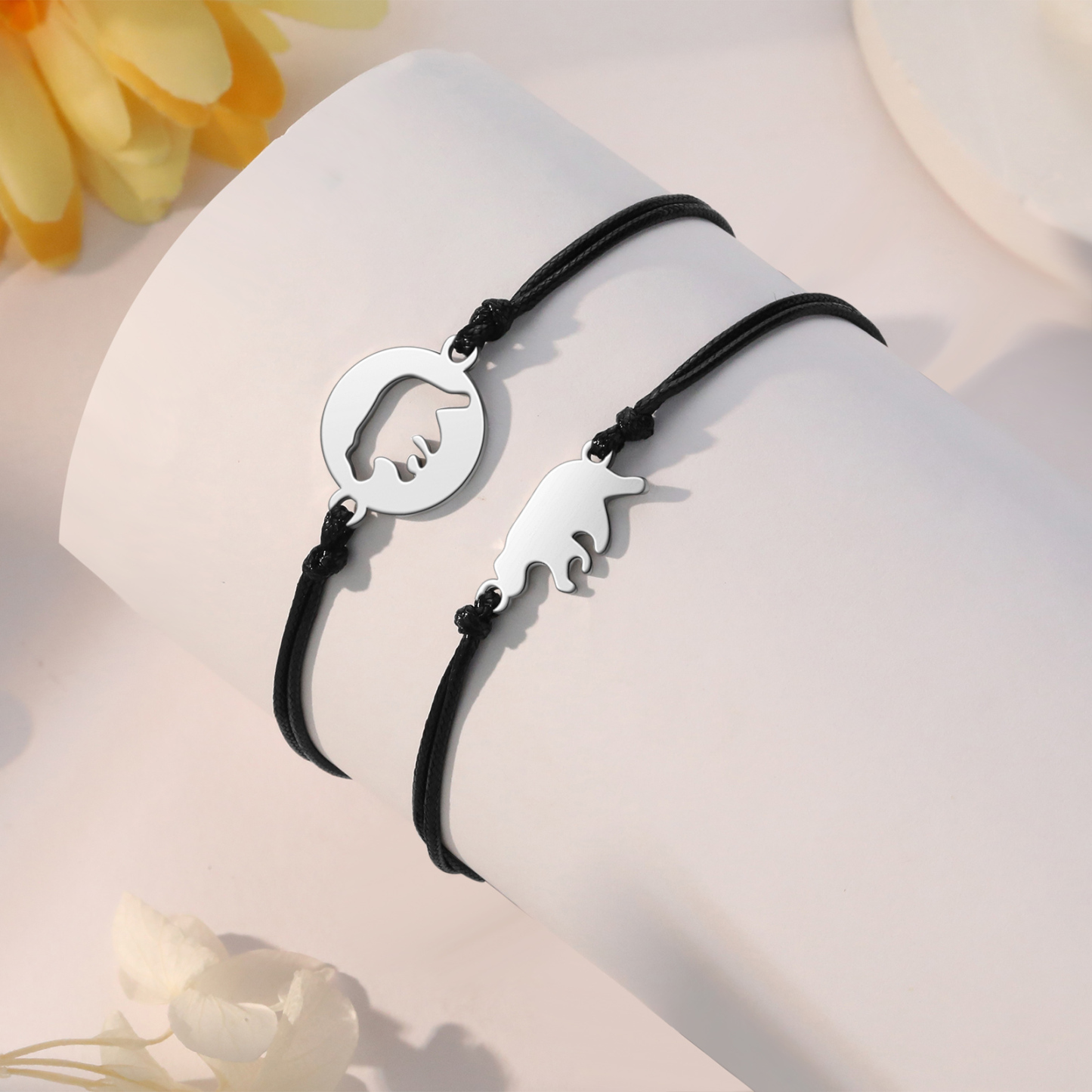 2 Pcs Bear Bracelets Stainless Steel Bear Braided Bracelets Back to School Gifts for Kids