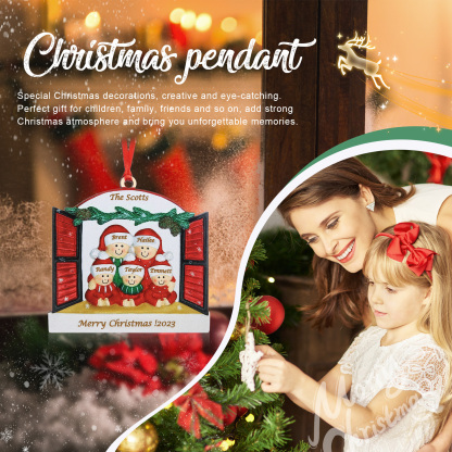 5 Names-Personalized Family Wooden Christmas Xmas Tree Decoration Ornament-Custom 5 Names Hanging Ornament Gifts For Family