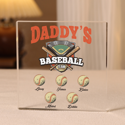 Jessemade UK 5 Names - Personalized Baseball Acrylic Keepsake Customized Name Acrylic Plaque Decoration Father's Day Gift for Dad 24.99 n5