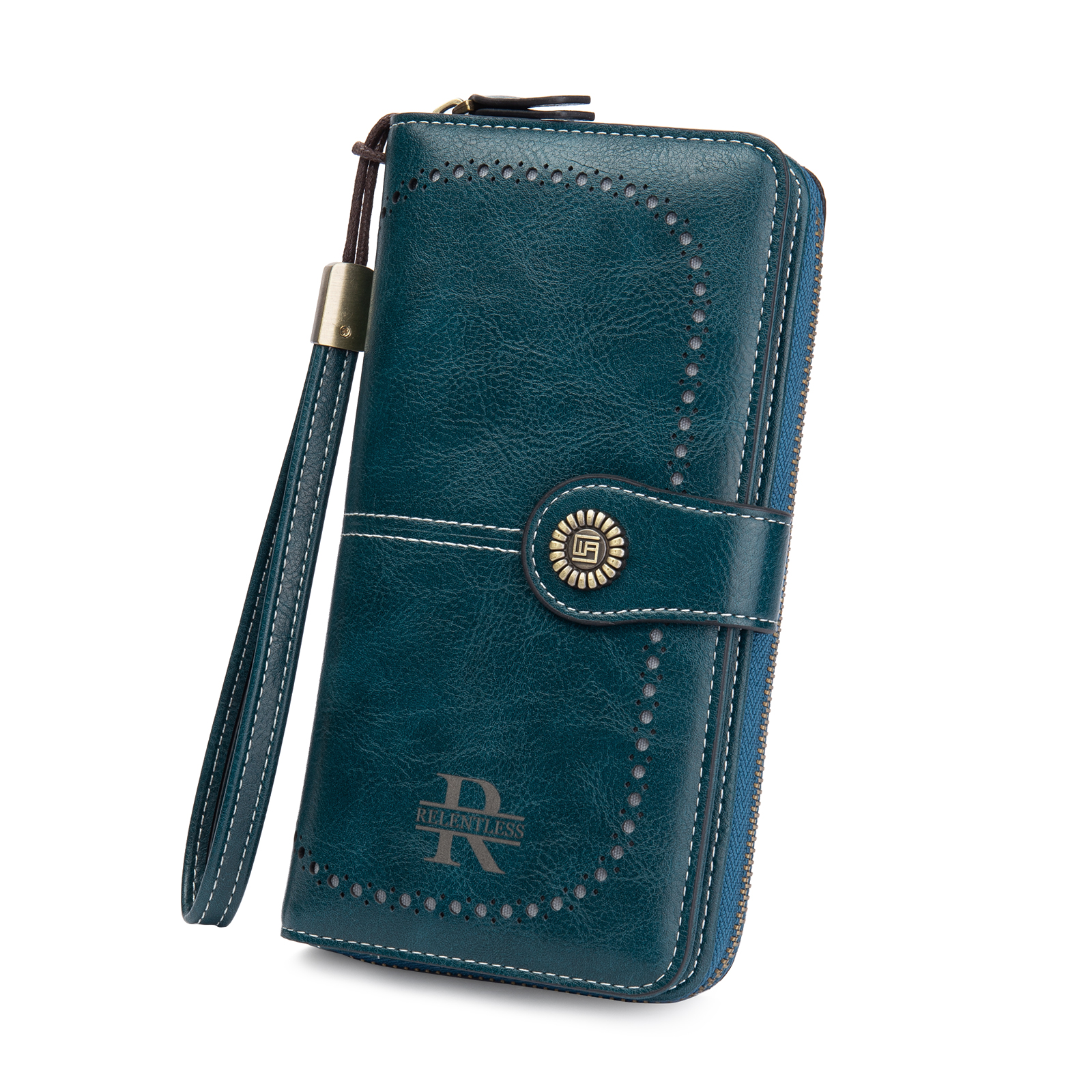 4 Colors Unisex Purse Personalized Leather Wallet Engraving Names Zip Wallet Gifts for Men Women