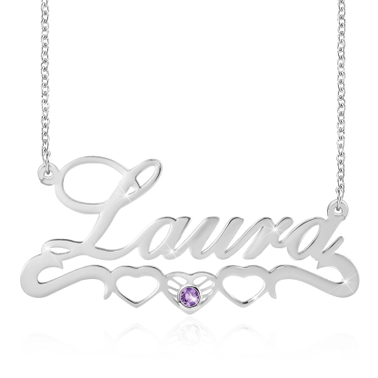 Personalized Necklace With Birthstone Custom 1 Name Necklace Gift For Women