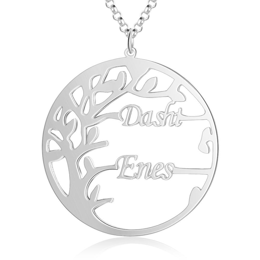 Family Tree Custom 2 Names Sterling Silver Tree Of Life Necklace
