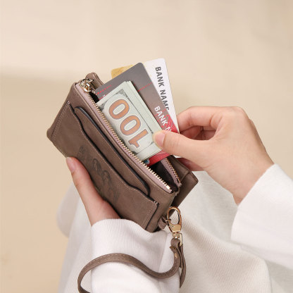 Personalized Photo & Text PU Leather Wallet Coin Purse Three Colors Available Gift for Her