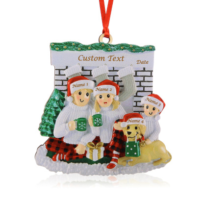 4 Names-Personalized Family Wooden Christmas Xmas Tree Decoration Ornament-Custom 4 Names Hanging Ornament Gifts For Family