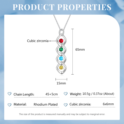 4 Names - Personalized Birthstone Necklace With Name Engraved For A Special Gift For Mom/Grandma