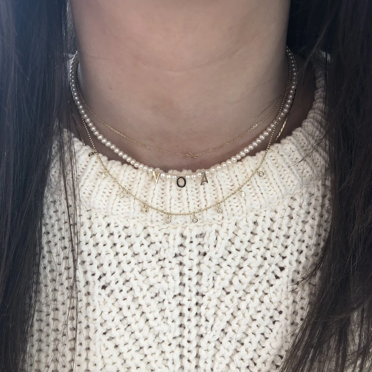 Personalized Pearl Necklace Custom 1 Name Necklace Gift For Her | Jessemade