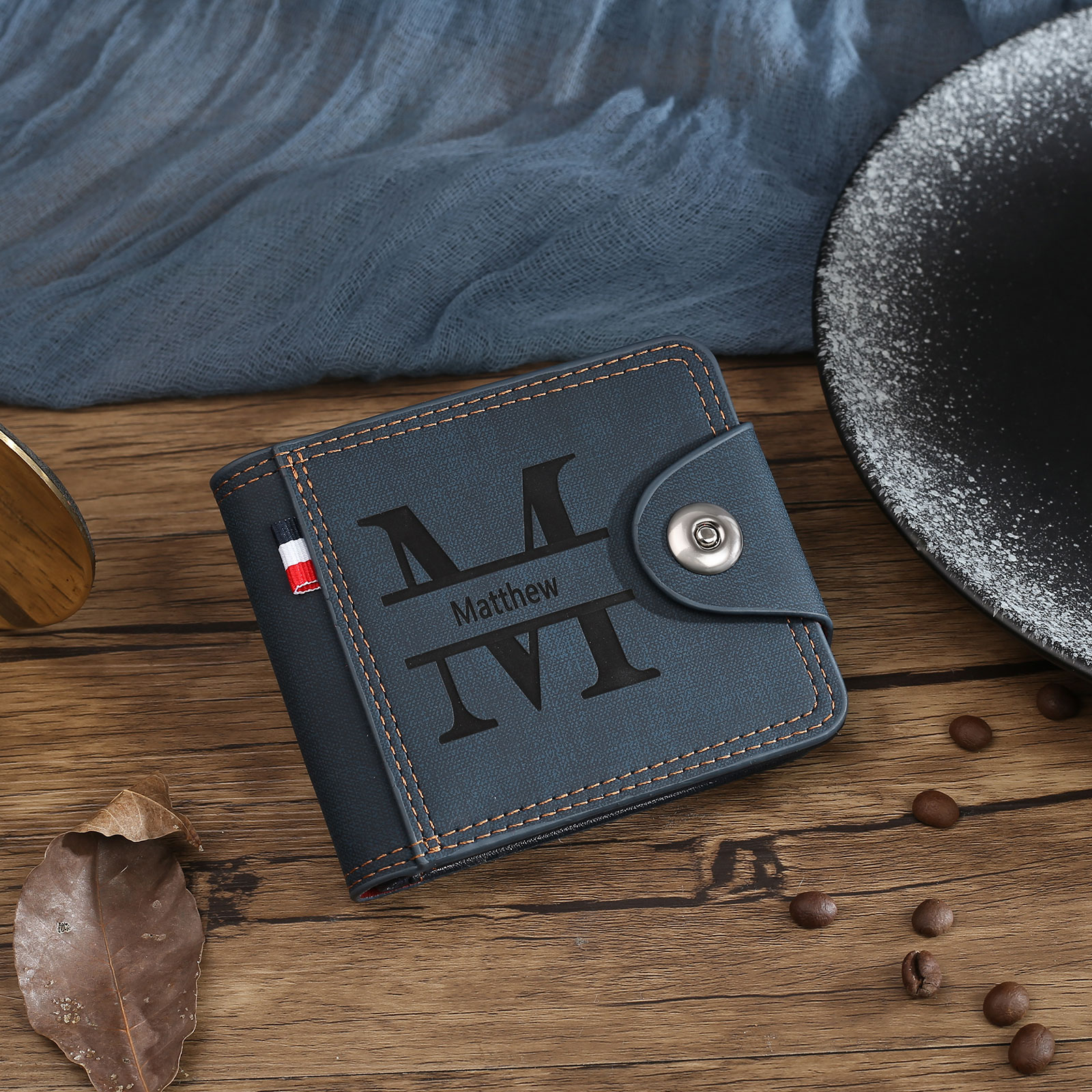 Personalized Name Leather Men's Wallet With Card Slot Engraved Letter & Photo with Gift Box Gift For Him | Jessemade