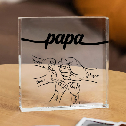 Jessemade UK 5 Names - Personalized Fist Acrylic Heart Keepsake Custom Text Acrylic Plaque Ornament Gift for Dad 23.99 t1-n5
