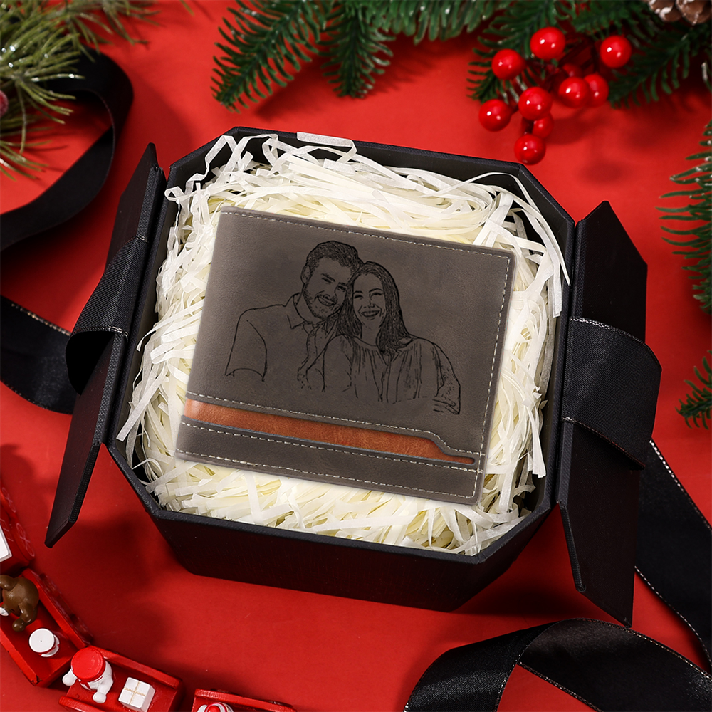Personalised Men's Wallet - Custom Photo and Name in Brown - Valentine's Day Gifts for Him | Jessemade