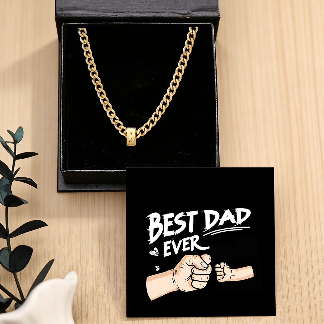 Personalized Mens Cuban Link Chain Necklace with 1–6 Names