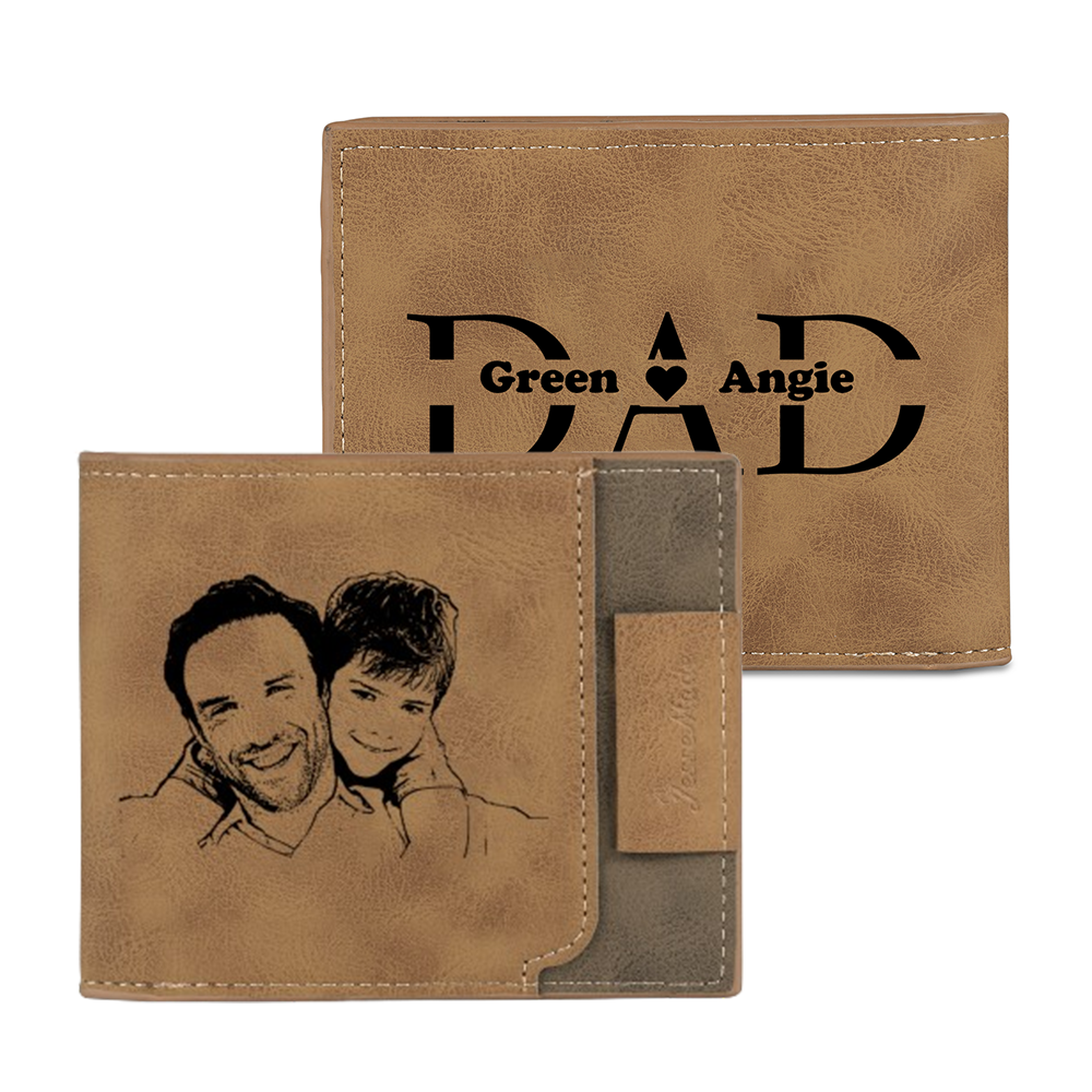 Jessemade UK 2 Names - Personalized Photo Custom Leather Men's Wallet as a Father's Day Gift for Dad 22.99 m1-n2