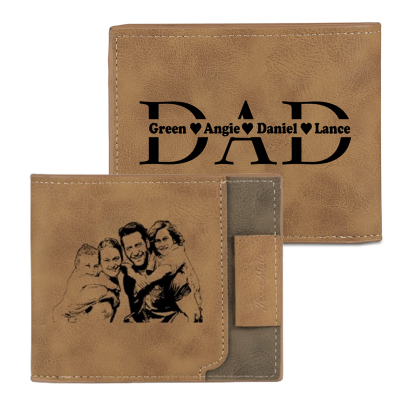 Jessemade UK 4 Names - Personalized Photo Custom Leather Men's Wallet as a Father's Day Gift for Dad 24.99 m1-n4