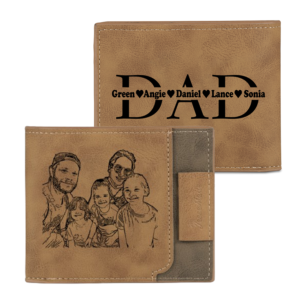 Jessemade UK 5 Names - Personalized Photo Custom Leather Men's Wallet as a Father's Day Gift for Dad 25.99 m1-n5