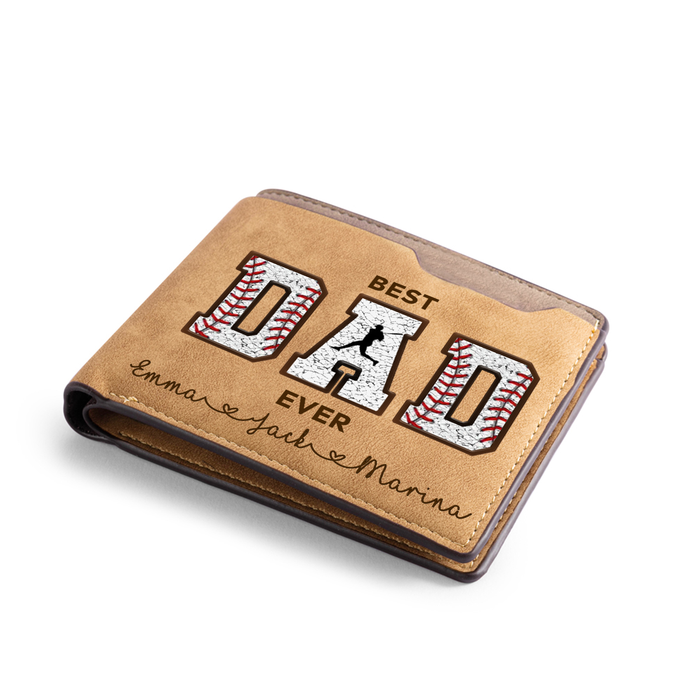 Personalized  Baseball wallet – “Best Dad Ever”  Baseball-Themed Wallet Gift | Jessemade 