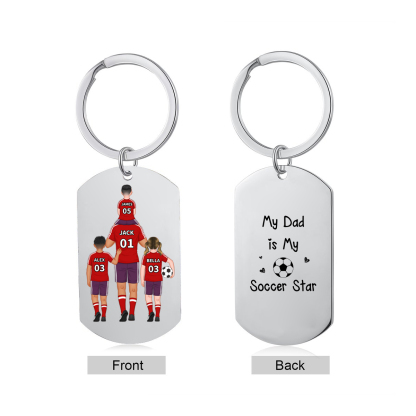 Names-Personalized Dad's Football Team Keychain Custom Names Gift For Dad