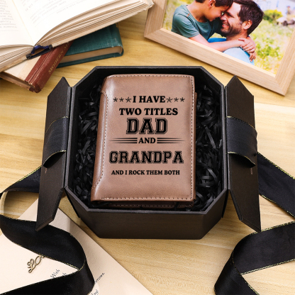 Gift for Grandpa – Personalized Name Wallet with Fist Element, Custom Engraving