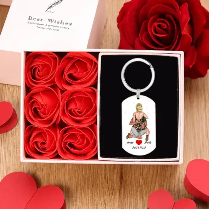 Personalized Keyring Custom 2 Names & Date with "You Have My Heart And My Ass" - Valentine Gift for Couple | Jessemade