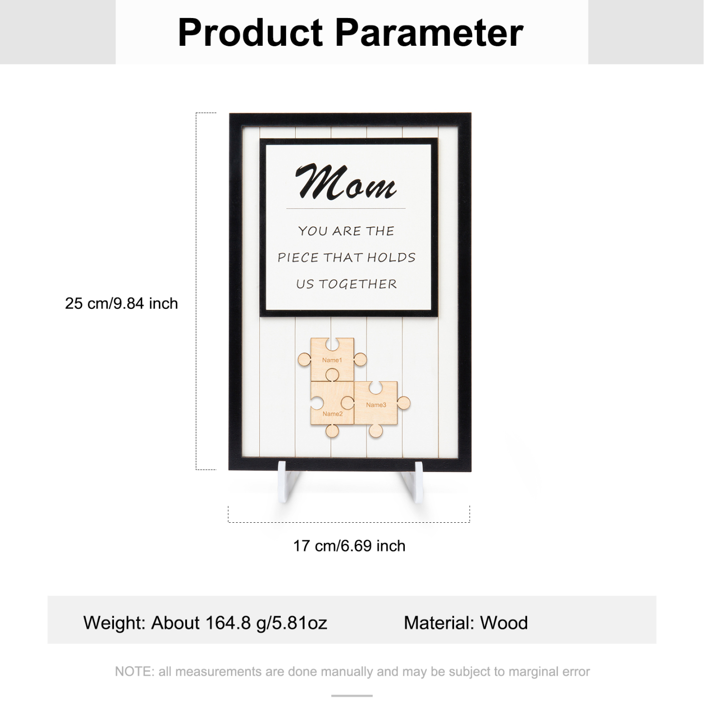 Mom Puzzle Sign Personalized 3 Names Wooden Sign Family Gifts-Mom You Are the Piece that Holds Us Together