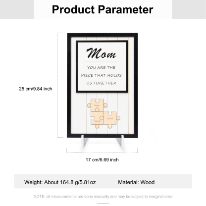 Mom Puzzle Sign Personalized 3 Names Wooden Sign Family Gifts-Mom You Are the Piece that Holds Us Together