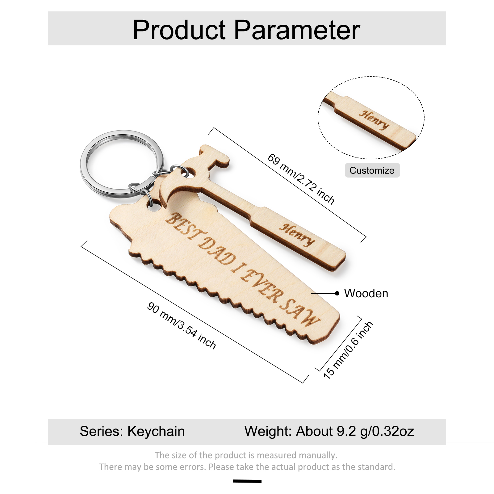 Personalized Keychain Engraved 1 Names Keychain Gifts For Father