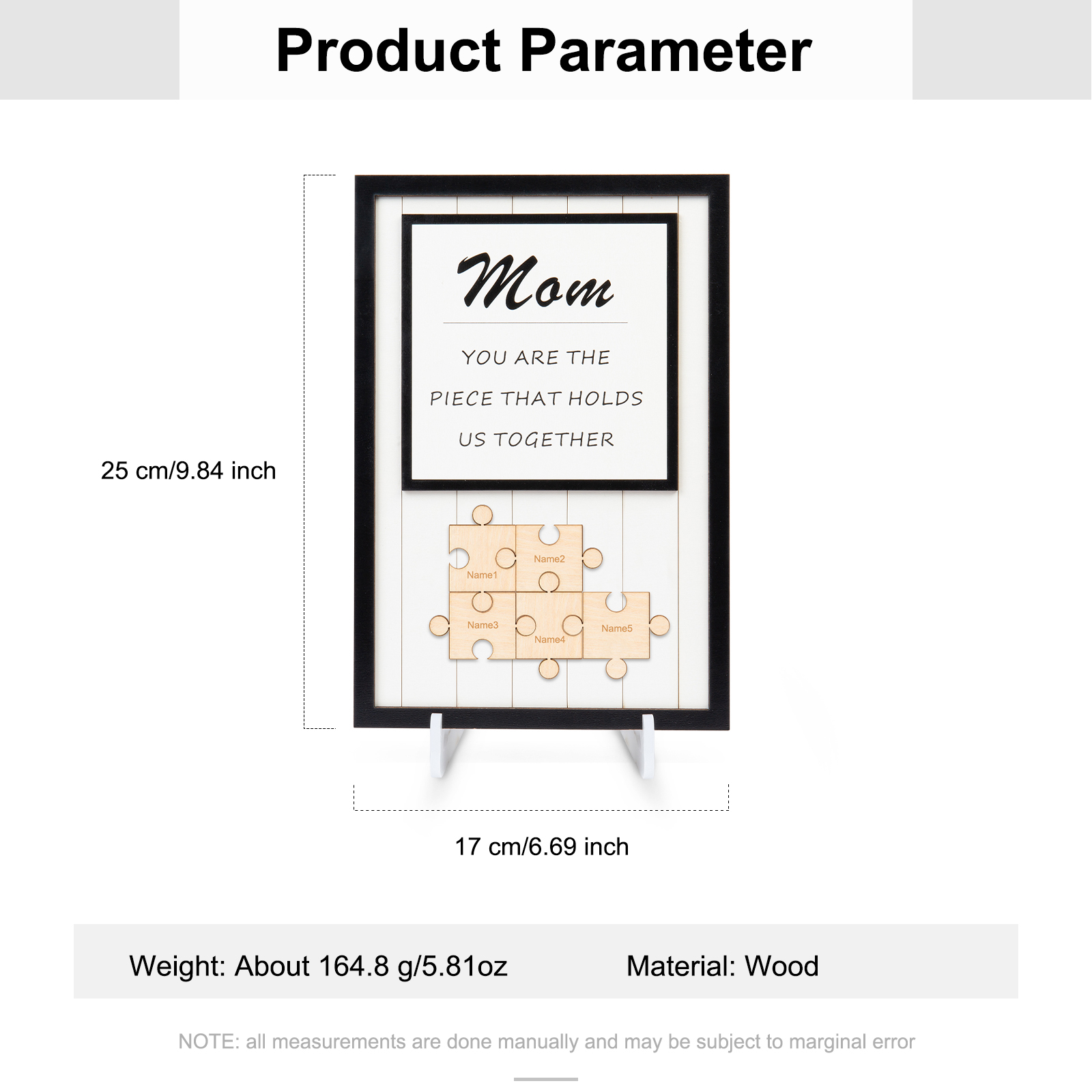 Mom Puzzle Sign Personalized 5 Names Wooden Sign Family Gifts-Mom You Are the Piece that Holds Us Together