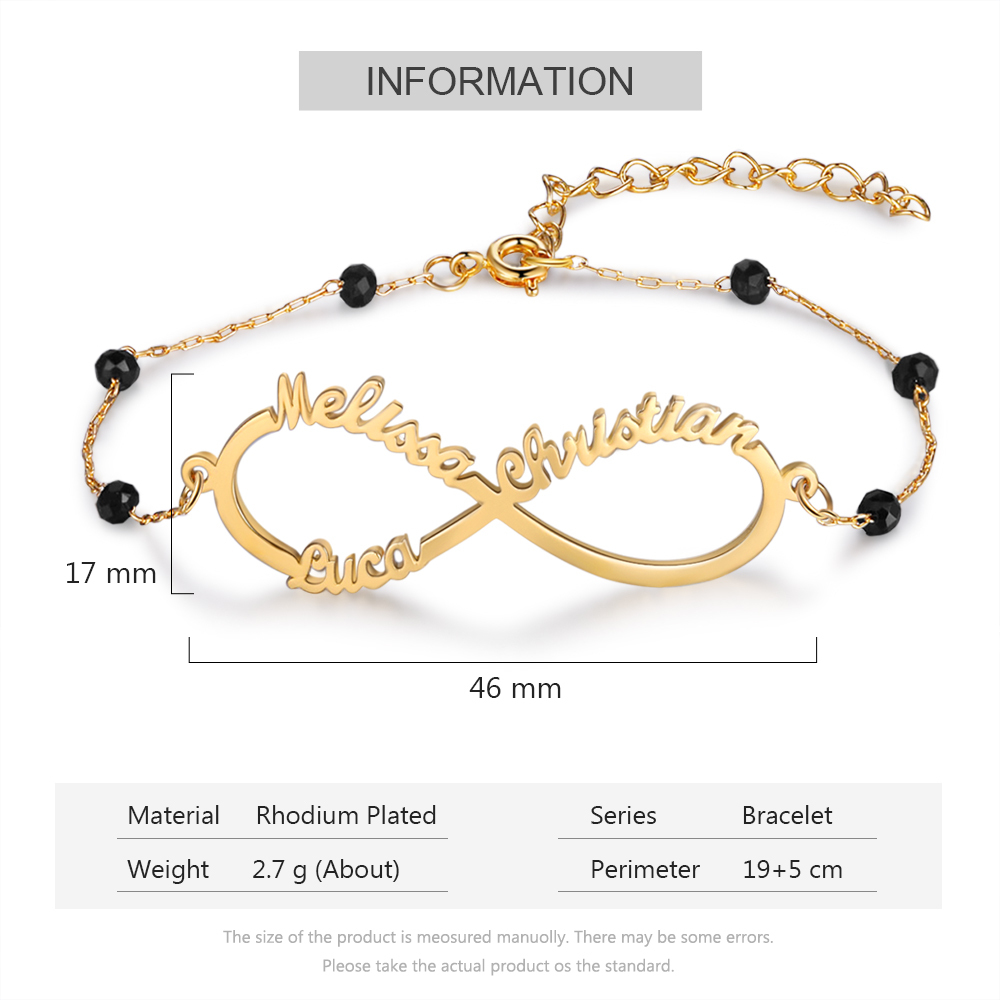 Personalized Infinity Bracelet Custom 3 Names Bracelet Gift For Women | Jessemade
