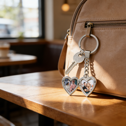 Personalized Photo Keychain Custom 2 Photos Gifts For Him