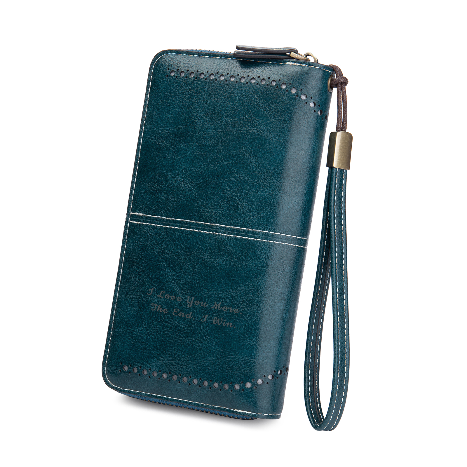 4 Colors Unisex Purse Personalized Leather Wallet Engraving Names Zip Wallet Gifts for Men Women