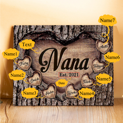 7 Names-Personalized Nana Wooden Ornament Custom Text And Date Home Decoration for Family